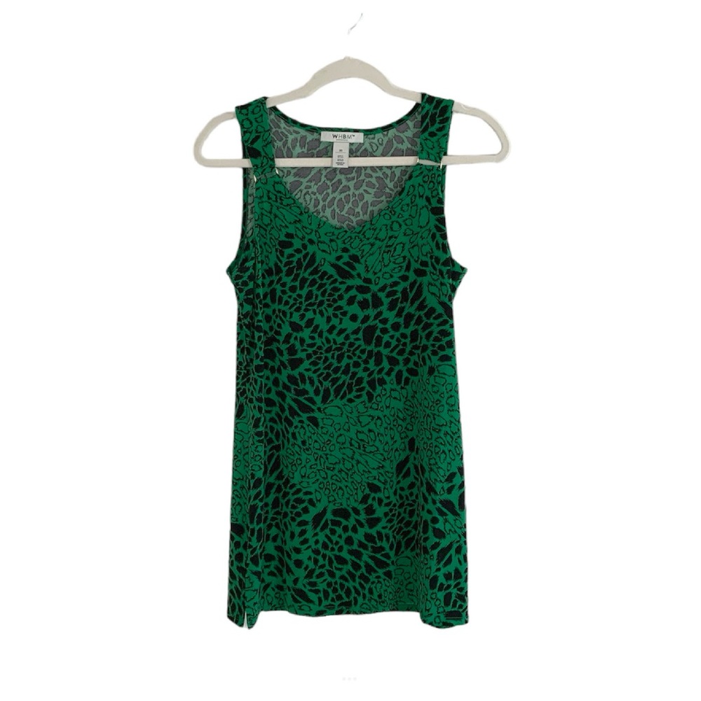 WHBM Top Green and Black Tunic Animal Print Size XS NWOT